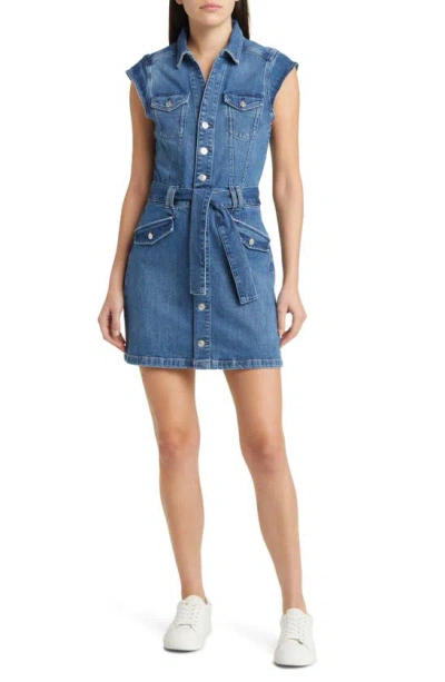 Paige Jaxsyn Tie Waist Denim Minidress In Kamilla