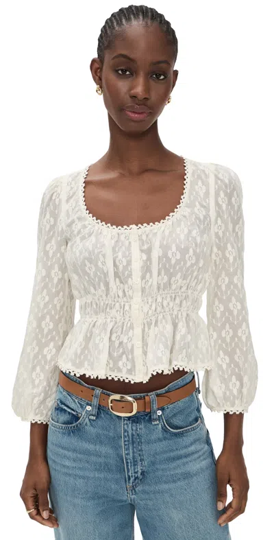 Paige Jay Embroidered Cotton And Silk-blend Blouse In White