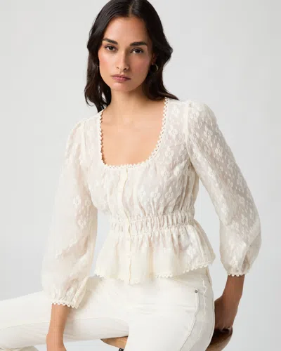Paige Jay Embroidered Cotton And Silk-blend Blouse In White