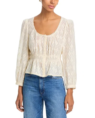 Paige Jay Embroidered Cotton And Silk-blend Blouse In White