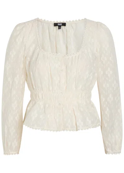 Paige Jay Embroidered Cotton And Silk-blend Blouse In White