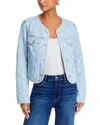 Paige Jayla Quilted Crop Denim Jacket In Aella