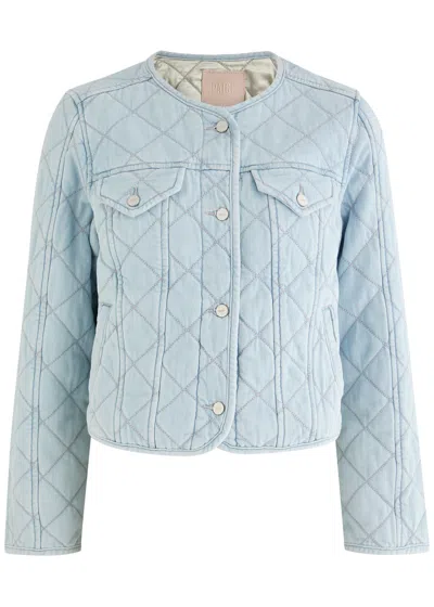 Paige Jayla Cropped Quilted Chambray Jacket In Light Blue