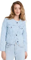 Paige Jayla Quilted Crop Denim Jacket In Aella