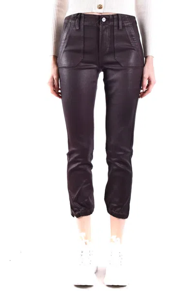 Paige Cropped Slim-fit Jeans With Coated Finish In Purple