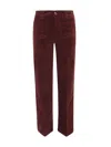 Paige Buttoned Straight Trousers In Dark Oxblood