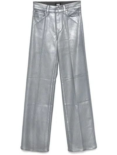 Paige Sasha Silver Shimmer Wide Leg Jeans In Grey