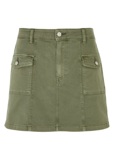 Paige Jessie Stretch-denim Mini Cargo Skirt In Green