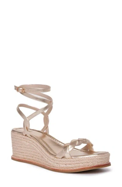 Paige Joanna Ankle Strap Platform Wedge Sandal In Gold