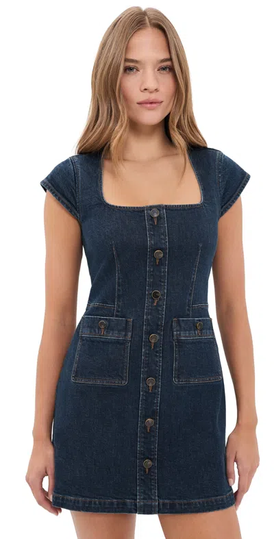 Paige Joanna Denim Mini Dress Glassell In Blue