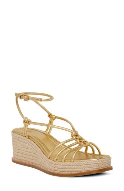 Paige Julian Espadrille Ankle Strap Platform Wedge Sandal In Gold