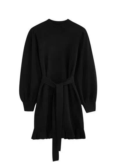 Paige Julita Belted Wool-blend Dress In Black