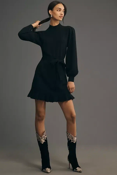 Paige Julita Long-sleeve Sweater Mini Dress In Black