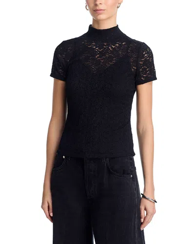 Paige Womens Black June Lace Stretch-woven Top