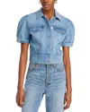 Paige Kendra Puff Sleeve Denim Jacket In Blue