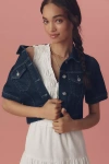 Paige Kendra Short-sleeve Denim Jacket In Blue