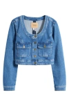 Paige Kiara Crop Denim Jacket In Blue