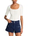 Paige Kiley Pointelle Top In Ivory