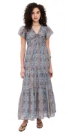 Paige Womens Slate Blue Multi Kinga Paisley-print Cotton And Silk-blend Maxi Dress In Gray