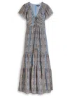 Paige Womens Slate Blue Multi Kinga Paisley-print Cotton And Silk-blend Maxi Dress In Gray