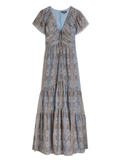 Paige Kinga Short-sleeve Midi Dress In Brown