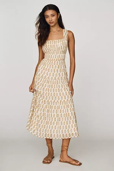 Paige Kinney 100% Cottton Midi Dress In Beige