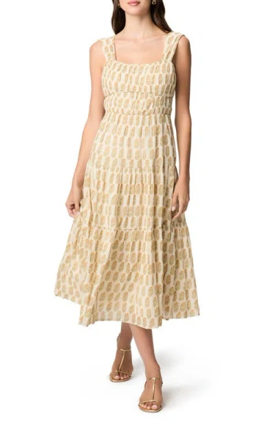 Paige Kinney Tiered Cotton Midi Dress In Multi