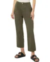 Paige Womens Vintage Dark Chartreuse Rumi Wide-leg Cotton Blend Trousers In Green