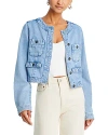 Paige Kiya Crewneck Button Front Denim Jacket In Doreen