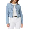 Paige Kiya Crewneck Button Front Denim Jacket In Doreen