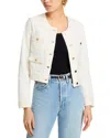 Paige Womens Toasted Ecru Kiya Round-neck Denim Jacket In White