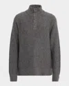 Paige Kotoni Merino Snap-collar Sweater In Gray