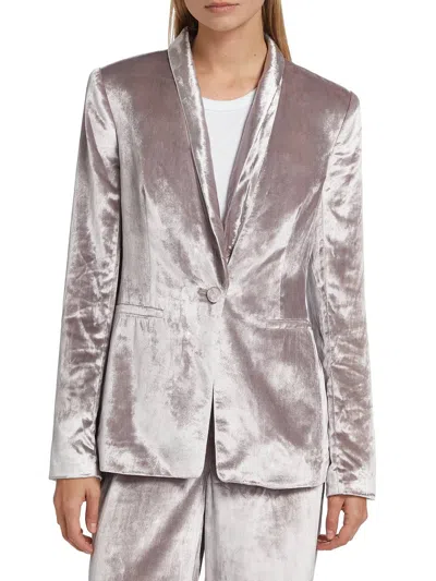 Paige Kriselle Velvet Blazer In Pewter In Silver