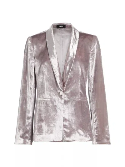 Paige Kriselle Velvet Blazer In Pewter In Silver