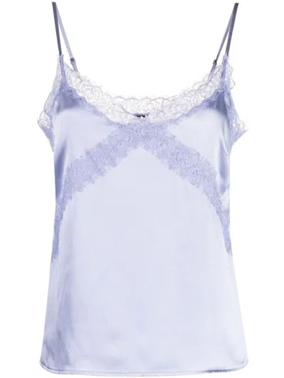 Paige Gwen Lace Trim Silk Camisole In Periwinkle