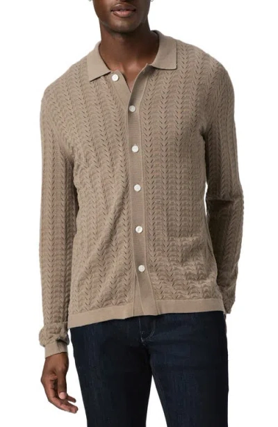 Paige Larimer Open Knit Button-up Shirt In Brown