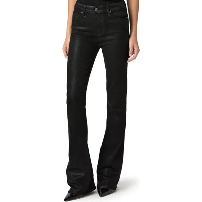 Paige Laurel Canyon Coated High Waist Bootcut Jeans In Black