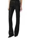 Paige Laurel Canyon High Rise Coated Bootcut Jeans In Black Fog In Black