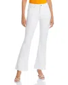 Paige Laurel Canyon High Waist Raw Hem Flare Leg Jeans In Crisp White