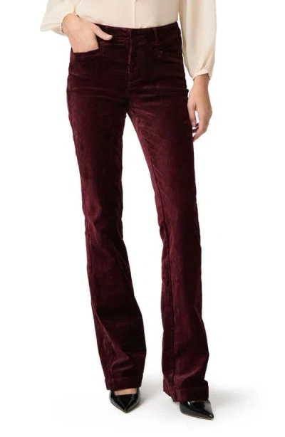 Paige Laurel Canyon High Waist Bootcut Velvet Pants In Red
