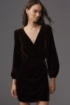 Paige Lawry Long-sleeve Velvet Mini Dress In Purple