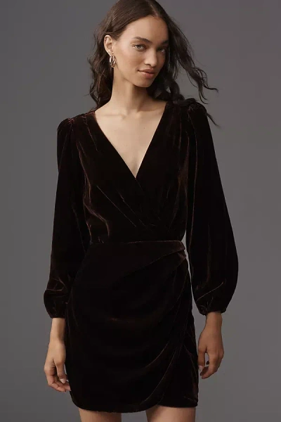 Paige Lawry Long-sleeve Velvet Mini Dress In Purple