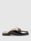 Paige Leather And Shearling Loafer Mules