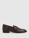 Paige Leather Crocodile-embossed Penny Loafers