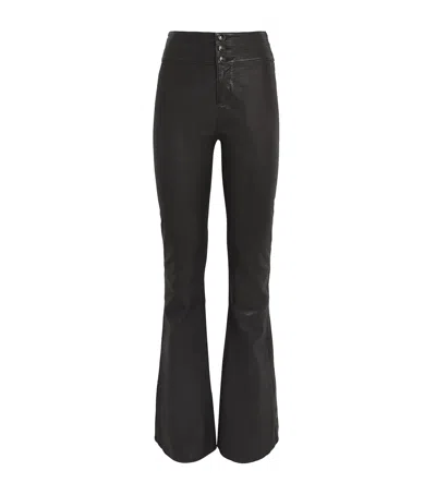 Paige Leather Lou Lou Flared Trousers In Black