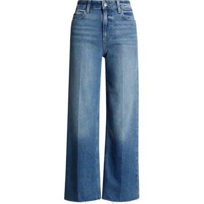 Paige Leena High Waist Raw Hem Wide Leg Jeans