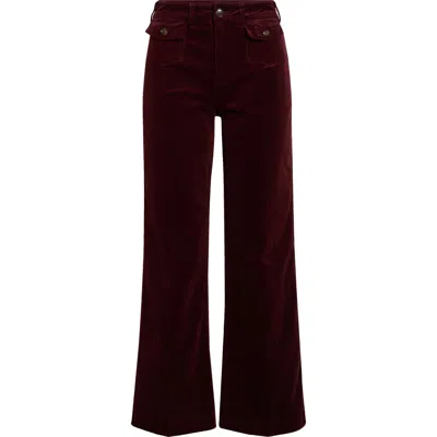 Paige Leenah Patch Pocket Ankle Wide Leg Corduroy Pants In Burgundy