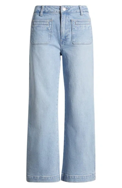 Paige Leenah Patch Pocket Wide Leg Jeans In Olevia