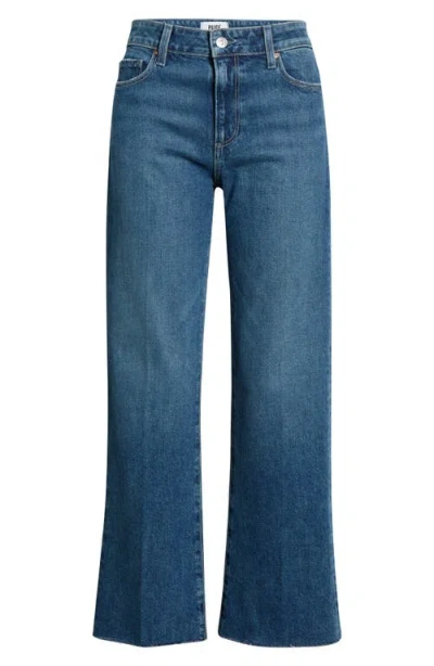Paige Leenah Raw Hem High Waist Ankle Wide Leg Jeans In Blue