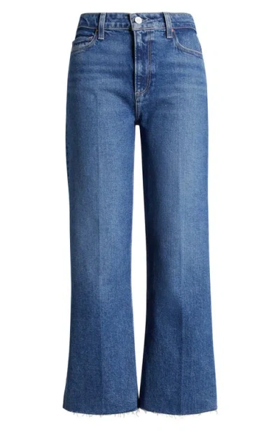 Paige Leenah Raw Hem High Waist Ankle Wide Leg Jeans In Moonchild